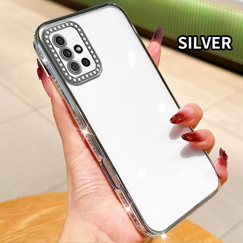 

Прозрачный силиконовый чехол с алмазным покрытием для Samsung Galaxy A21S A31 A51 4G A50 A02S A03S A03 Мягкая задняя крышка A04 серебряный