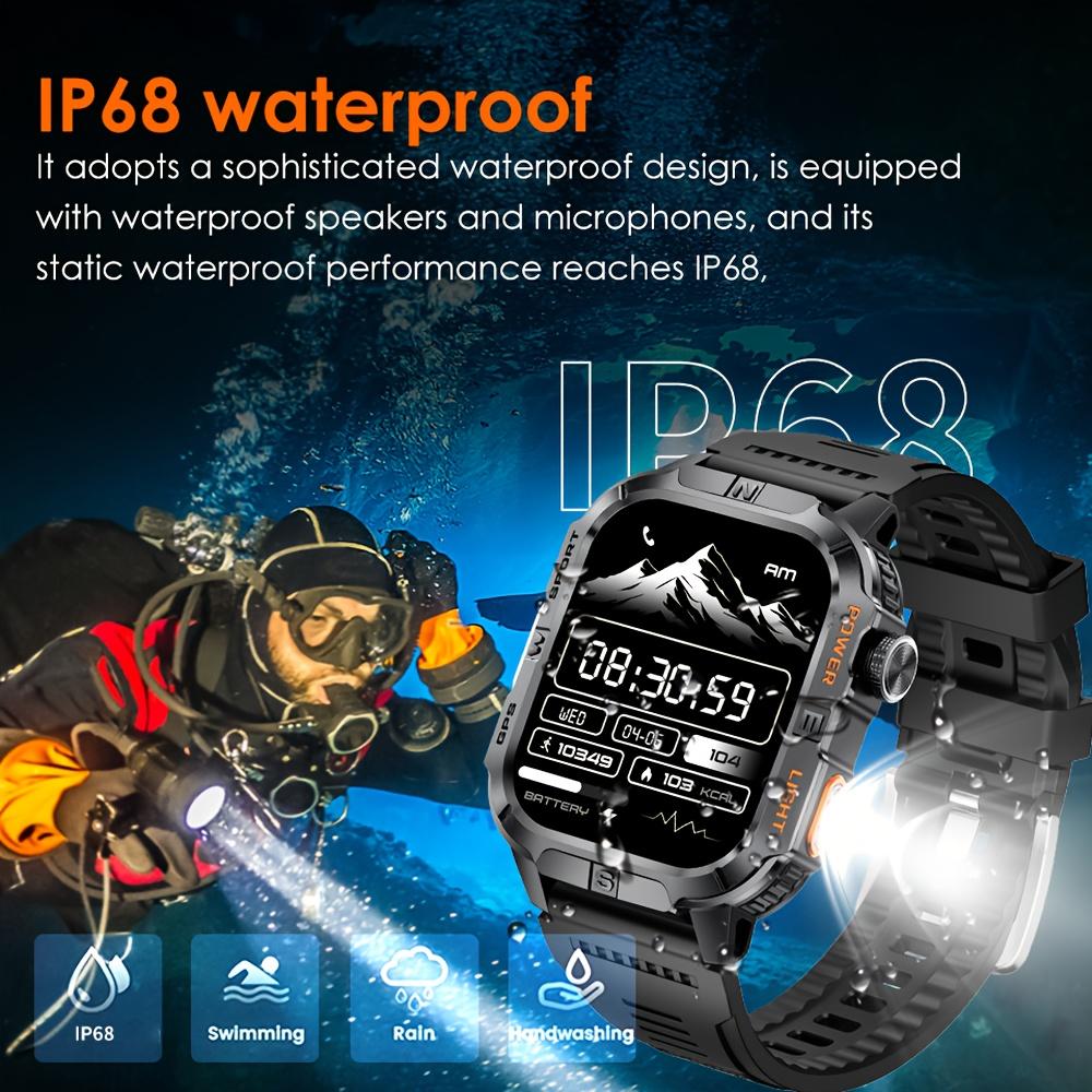 2026 New Outdoor Military Men's Smart Watch Is Equipped with GPS LED Lighting Compass Wireless Communication IP68 Waterproof Smartwatch Music 540mah
