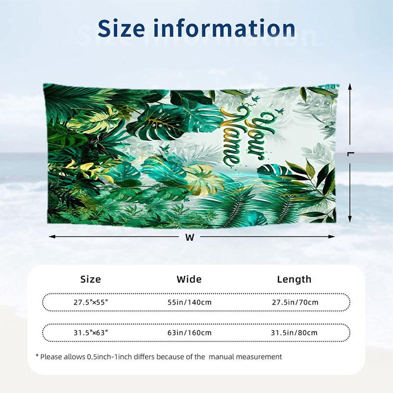 Decorative Artwork Theme Beach Towel Personalized Custom Name & Text Soft Quick Dry Beach Towel for Swimming Travel