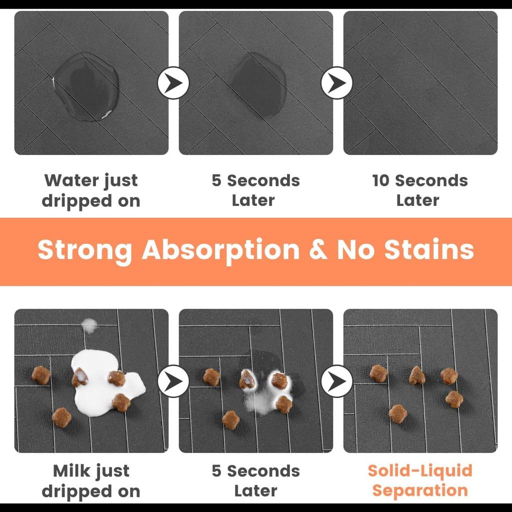 Pet Feeding Mat-Absorbent Pet Placemat for Food and Water Bowl, with Waterproof Rubber Backing, Quick Dry Water Dispenser Mat for Dog and Cat