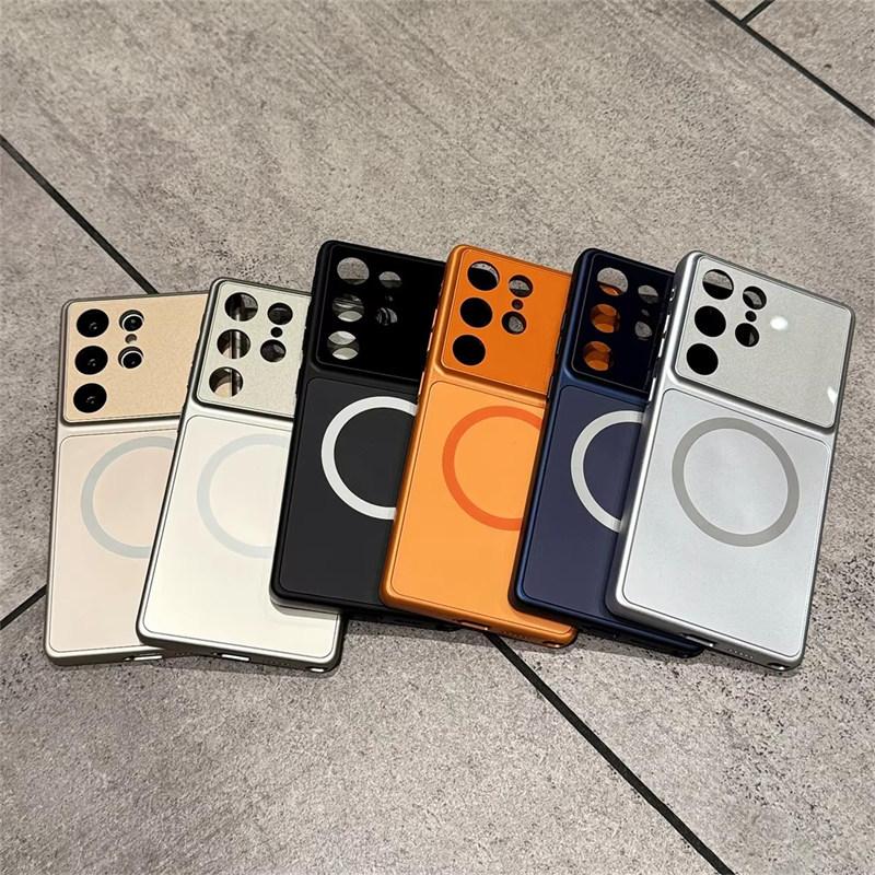 For Magsafe Magnetic Phone Case for Samsung Galaxy S26 Plus S25 S24 S23 Ultra Large Window Frosted Shockproof Protective Cover