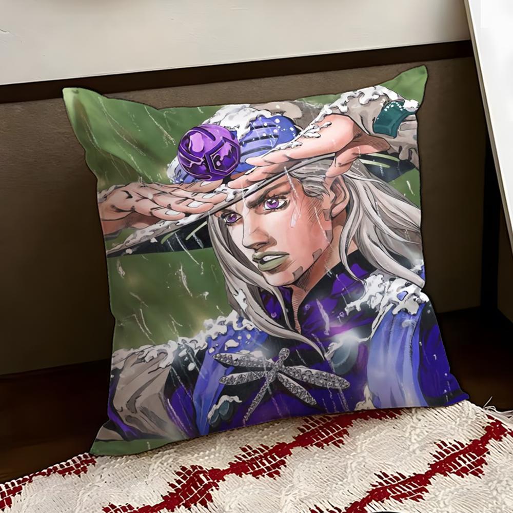 JJoJos BBizarre Adventure Cushion Cover Reversible Soft Durable Pillow Cover Home  Car MultiScene Use for Daily Comfort