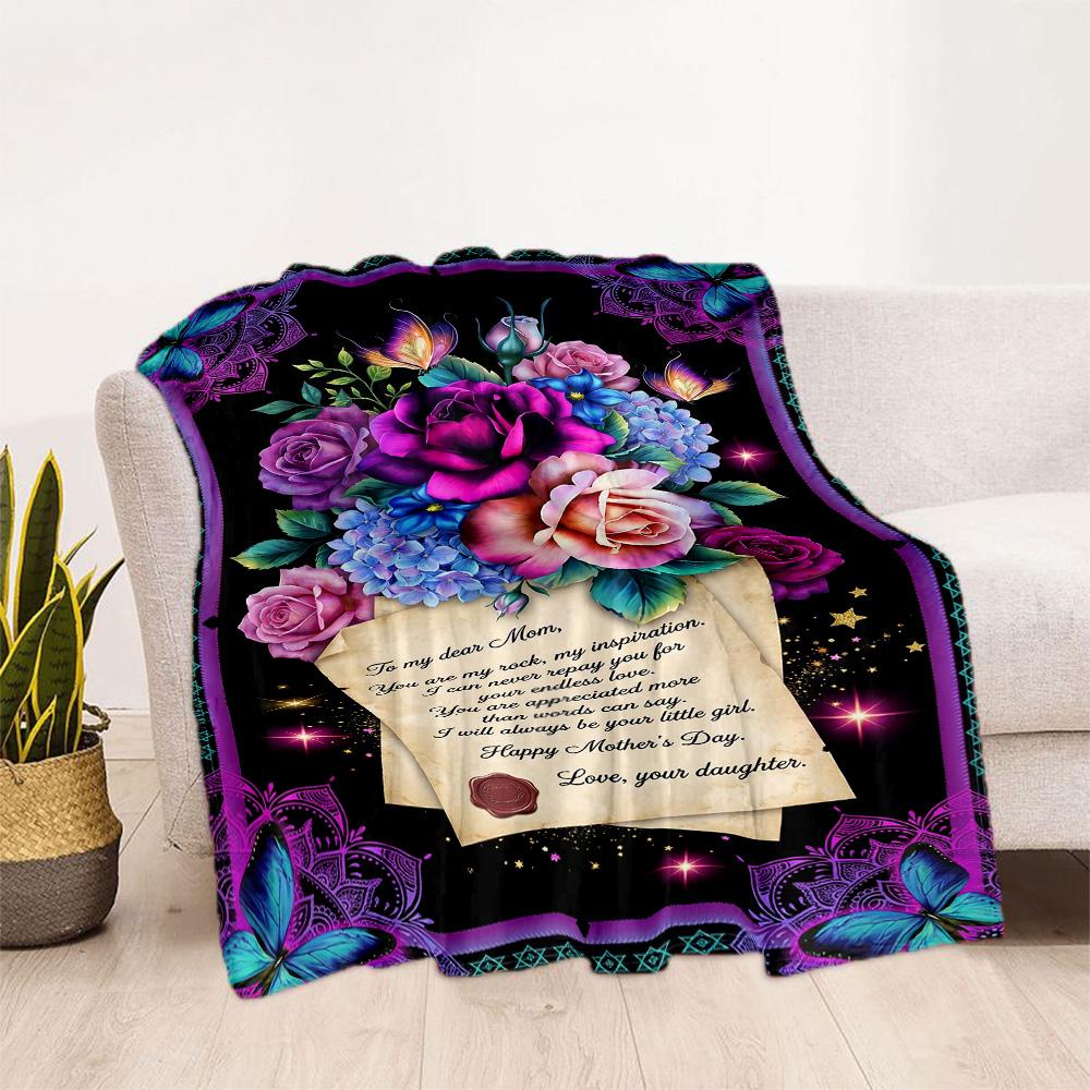 Mother's Day Greeting Card Blanket Suitable for Sofas,travel, Living Rooms Also a Good Gift for Friends and Family Suitable for All Seasons.