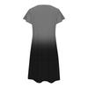 Women's Fashion Flare Short Sleeve V Neck Pajamas Casual Button Gradient Dress