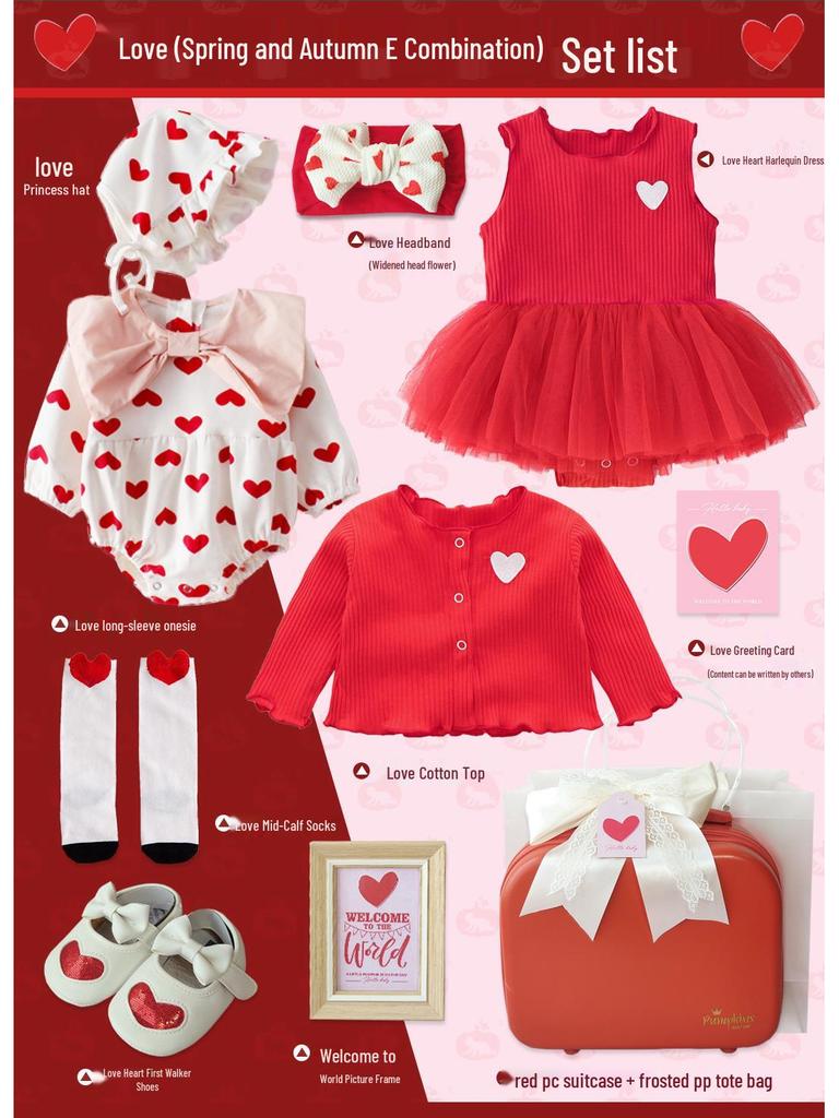 Red Heart Baby Gift Box: Festive Blessing for Newborns and Little Princesses - First Birthday, Hundred Days Celebration