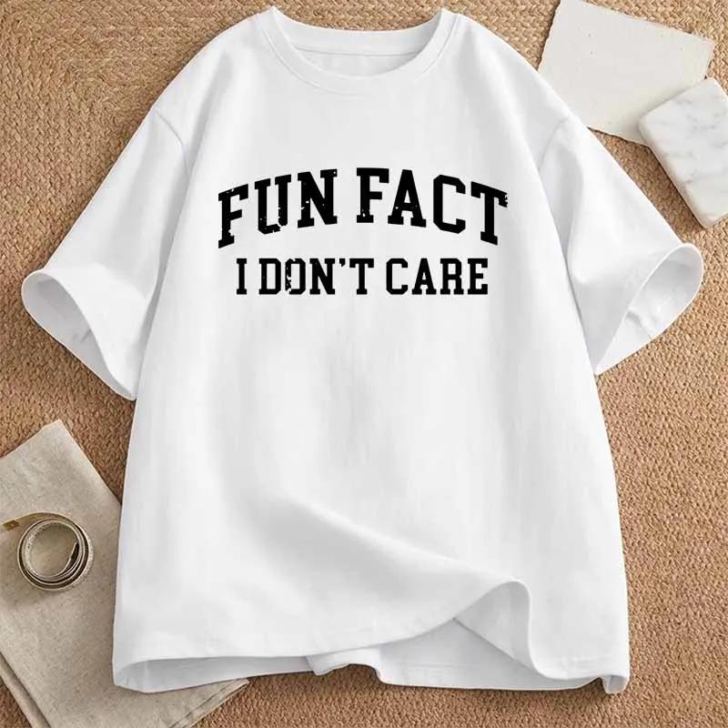 Rolig fakta Jag bryr mig inte Tryck T-shirt Unisex Sommar Casual Harajuku Mode Roliga Streetwear Toppar Bomull Rundhalsad Kortärmad T-shirts
