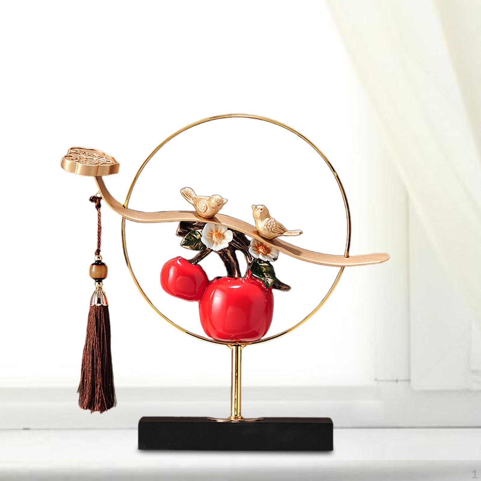 

Китайская хурма и фигурка Жуйи, 11x2,7x11,8 дюйма, декоративная витрина, скульптурный стол Ши Цзы Red Persimmon