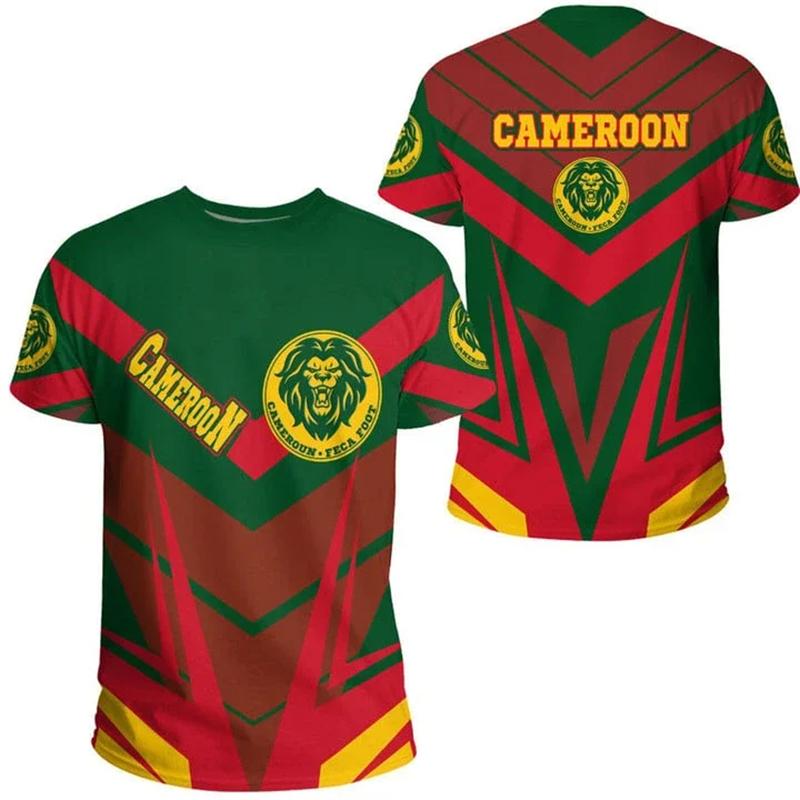 Cameroon Flag Men's T-shirt 3D Print Cameroonian National Emblem Tops Short-sleeved O-Neck Oversized Sports Tee Shirts Clothing
