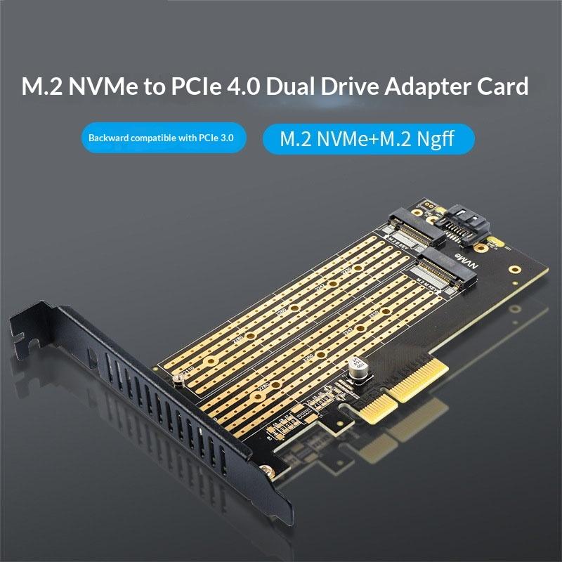 Dual M.2 Pcie 4.0 Adapter For Nvme/Ngff Ssd Nvme (M Key) And Sata (B Key) Ssd To Pcie X4 X8 X16 Slot For Desktop Pc Sk6