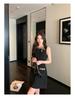 Miu-Style Sleek Socialite Design: Bright Silk Sleeveless A-Line Little Black Dress, Summer Edition