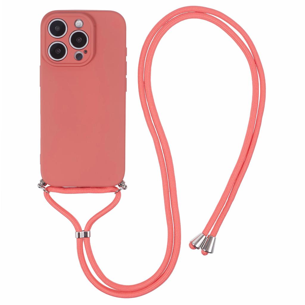 For iPhone 16 Pro Crossbody Case Flexible TPU Fiber Lining Anti-Shock Phone Cover