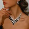 Clavicle Chain Inlay Rhinestone Jewelry Set Water Drop Pendant Women Jewelry Set  Gifts