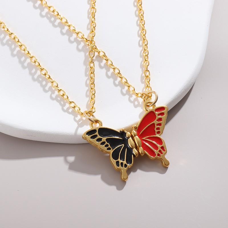 

Cross-border New Best Friend Colorful Butterfly Match Friendship Magnetic Necklace Sweater Chain