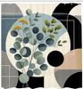 Eucalyptus Leaves Shower Curtain, Mid Century Modern Concept Botanical Motif in Cold Colors, Cloth Fabric Bathroom Dec
