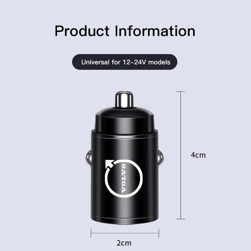 Car Charger USB Type-C Phone Hidden Fast Charging Convert Plug For Volvo Rdesign V60 V40 XC90 S60 C30 XC60 V70 S90 Olestar AWD