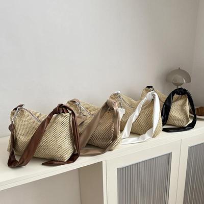 Damska Moda Letnia Słomkowa Torba Crossbody Kobiety Wakacje na Plaży Zakupy Tkana Torba na Ramię Listonoszka Portmonetki dla Kobiet
