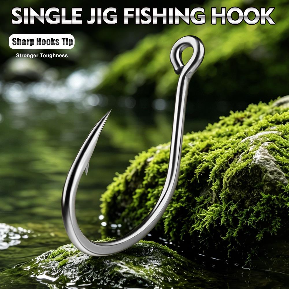 Stainless Steel Jigging Hooks for Large Fish, Sea & Rock Fishing, 5-Pack