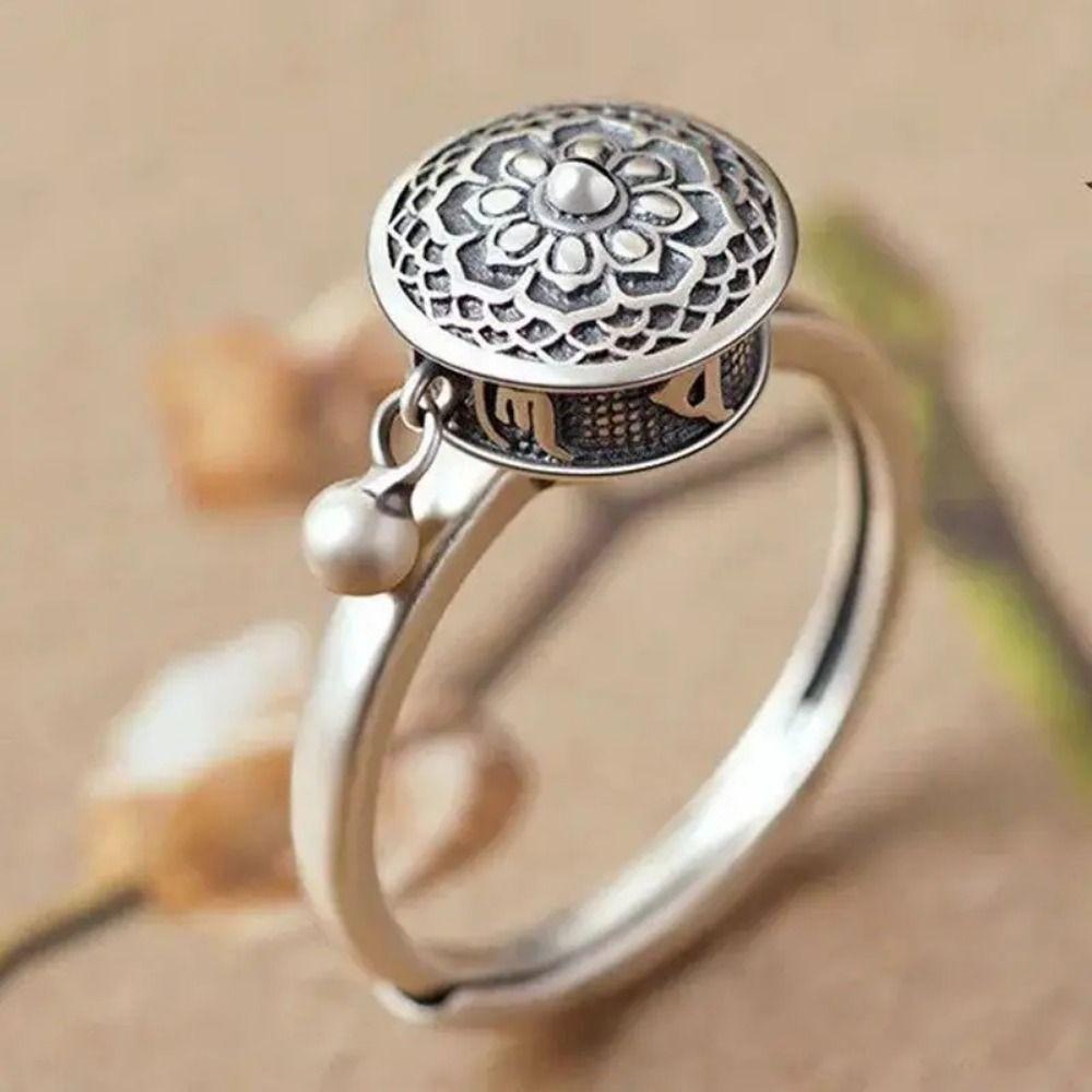 Rotatable Vintage Ring Open Fortune Wealth Ring Finger Rings Spinner Ring Gift