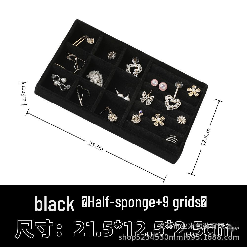 Velvet Jewelry Box – Ring and Earring Tray with Bracelet Compartment