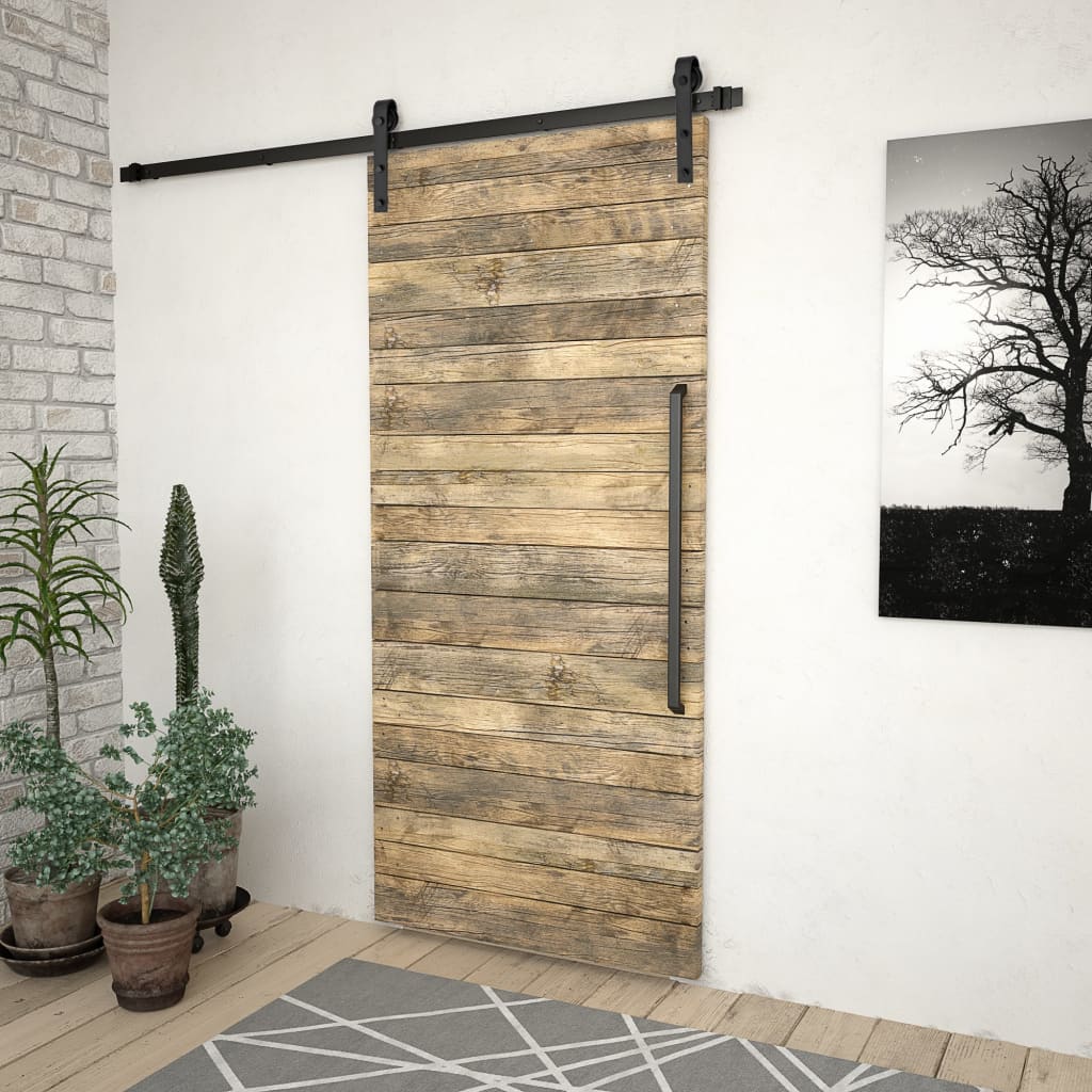 Vidaxl Sistema di Montaggio per Porte Scorrevoli Skien, 183 Cm, Acciaio, Nero