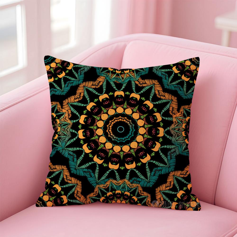 The Splendid Mandala Flower Design Cushion Cover Pillow Case Soft Skin Friendly Fabric Concealed Zipper