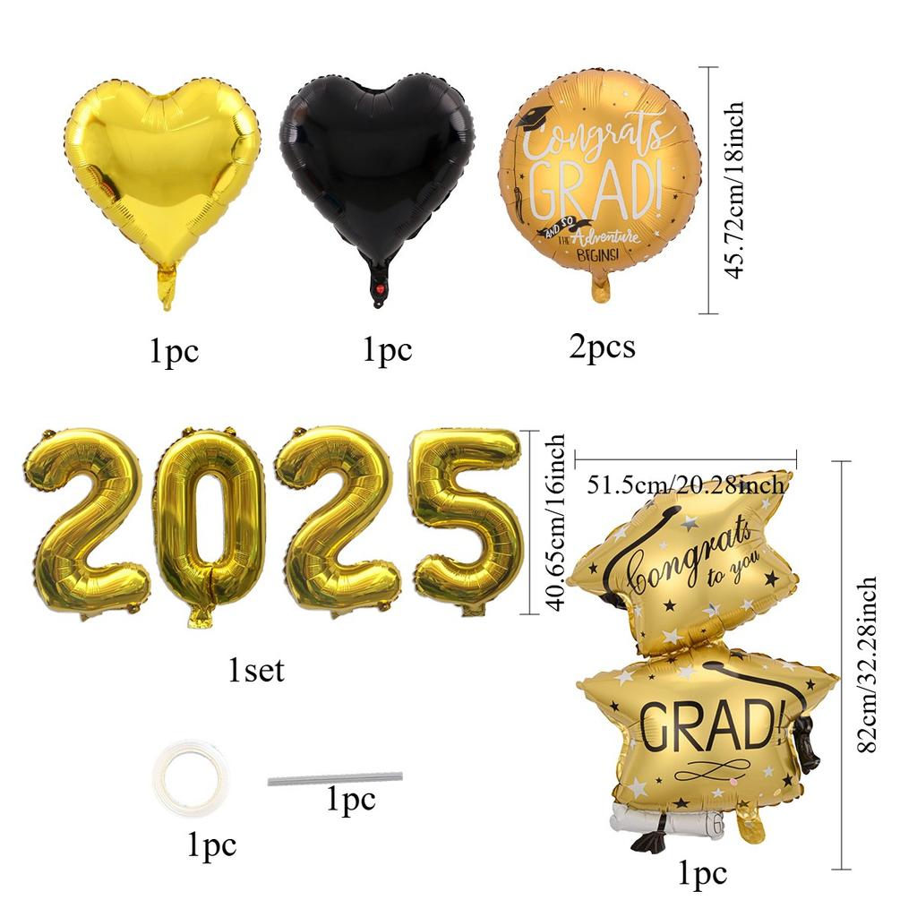 Abschluss-Saison Thema Aluminiumfolien-Ballon-Set Goldener Absolventenhut Feier Klassenzimmer Schulparty Dekoration