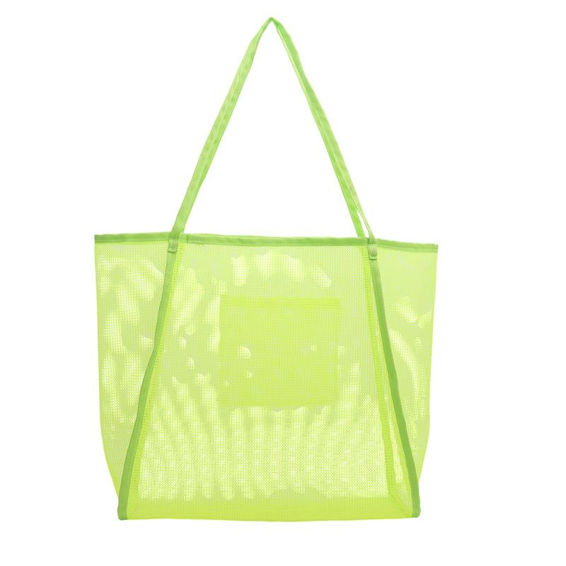 

New transparent mesh satchel bag women s tide ins style toy seaside tote beach bag large capacity mesh shoulder флуоресцентный зеленый