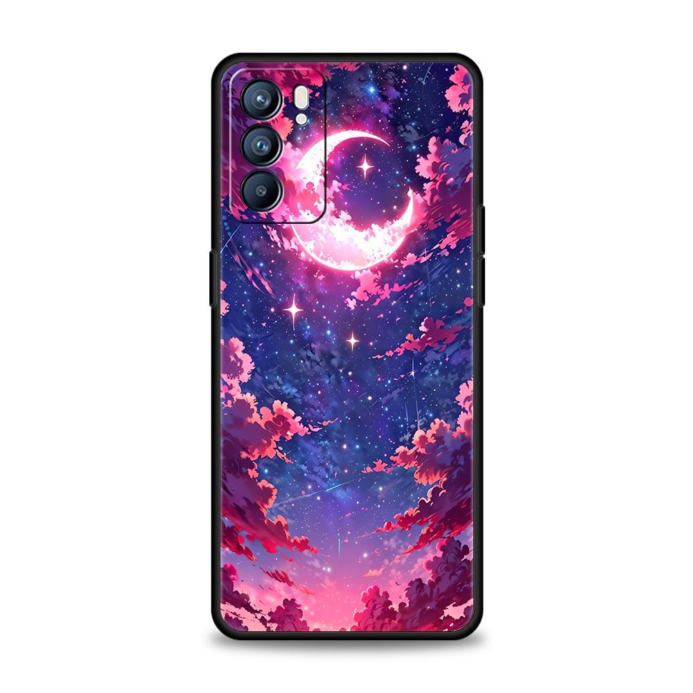 Moon Cloud Comic Style Phone Case For Oppo Reno14 Reno13 Reno12 11 F 10 Find X5 X9 Pro A54 5G A53 A9 A16 A78 4G A80 A98 Cover