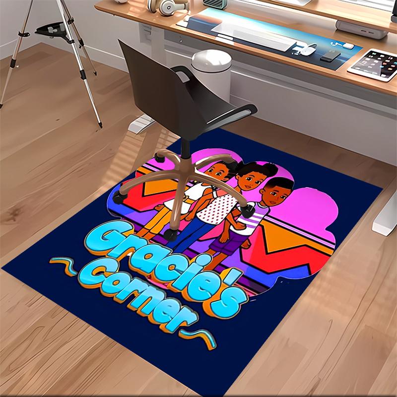 1pc Gracie's Corner Print Area Rug - Soft, Washable Non-Slip Indoor Mat for Office Chairs, Living Room, Home Office Decorative Rug
