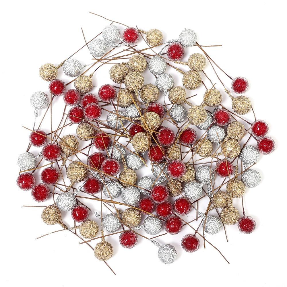50Pcs Christmas Decoration Berry Christmas Tree Ornament for Home Room Decor Xmas New Year 2025 DIY Craft Gift Garland Accessory