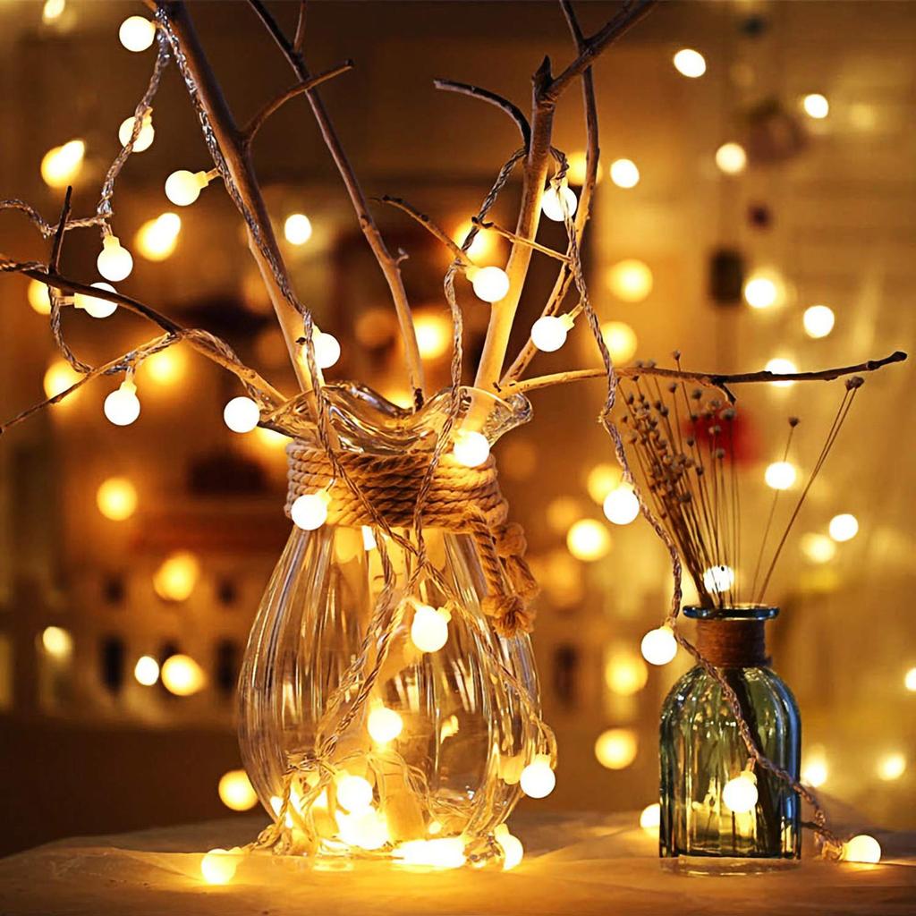 Multicolour Lights 6M 40Pcs LED Battery Powered Ball String Lights Two Mode Shining Decoration Christmas Wedding Birthday Holiday Party Bedroom