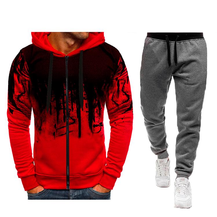 Men s Splatter Print Zipper Hoodie Sweatshirt Jacket for Fall & Winter 2XL