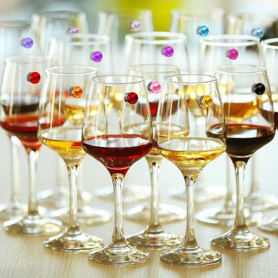 Drink Markers 12 Pieces Crystal Magnetic Champagne Charm Stemless Wine Markers For Valentine's Party Cocktail Champagne Easter