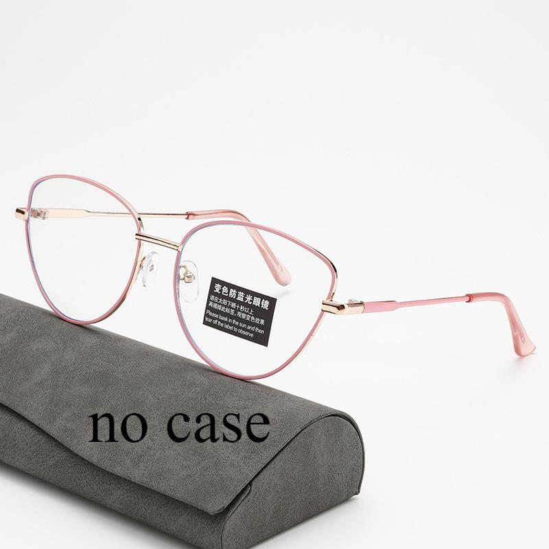 European and American Metal Cat Eye Anti Blue Light Glasses, Simple and Versatile Photosensitive Color Changing Glasses