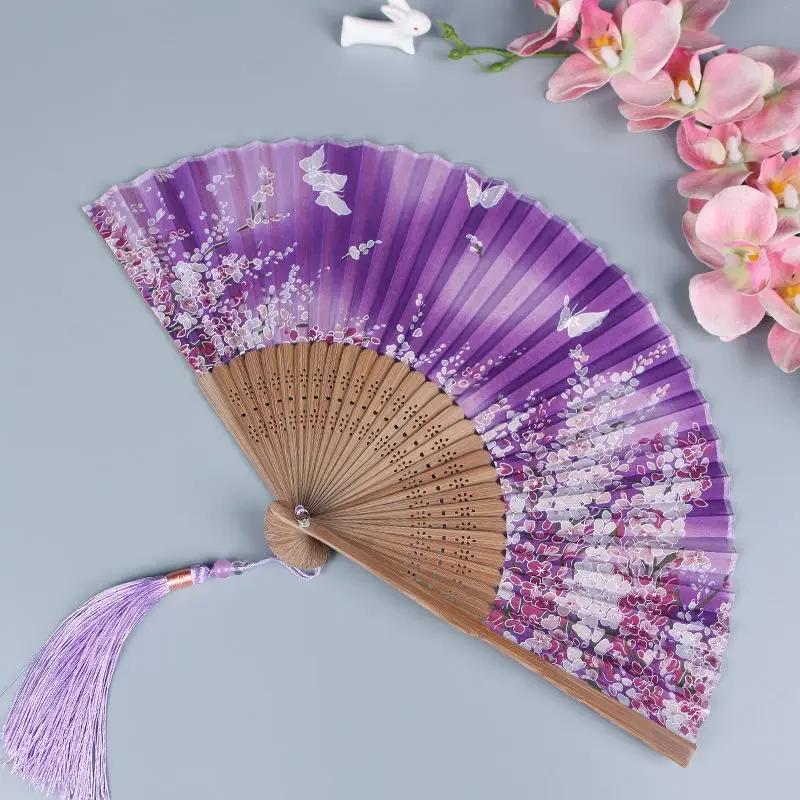 Vintage Chinese Style Portable Folding Fan Party Wedding Dance Hand Fans Summer Bamboo Craft Gift Room Decoration Ornaments New