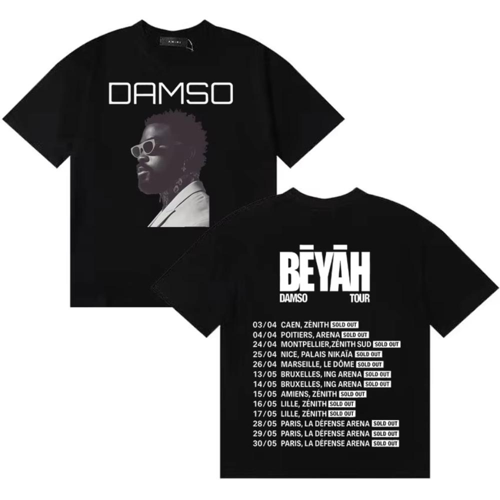

Singer Damso Tour Beyah Album Oversized Hip Hop Aesthetic Short Sleeve T Shirt Unisex Women Loose ONeck Cotton Tshirt Unisex 2XL