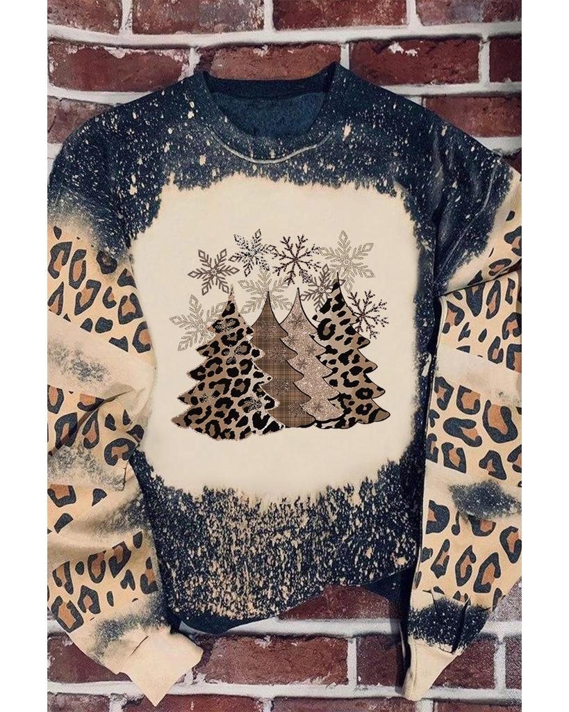 Azura Exchange Leopard Color Block Pullover Sweatshirt