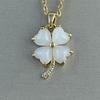 Gold-Plated Titanium Pendant with Cat's Eye Stone, Fox Pixiu, Clover, Butterfly, Peace Buckle
