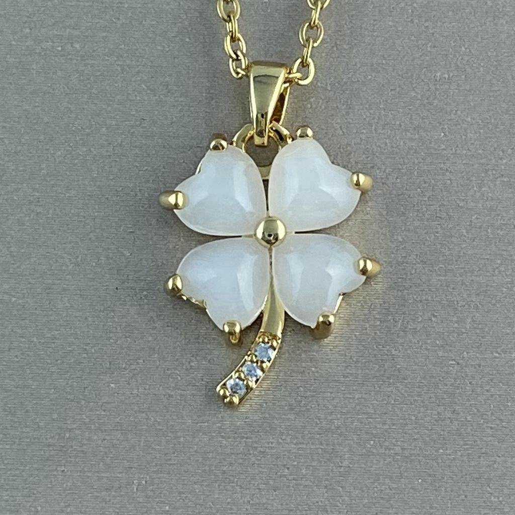 Gold-Plated Titanium Pendant with Cat's Eye Stone, Fox Pixiu, Clover, Butterfly, Peace Buckle