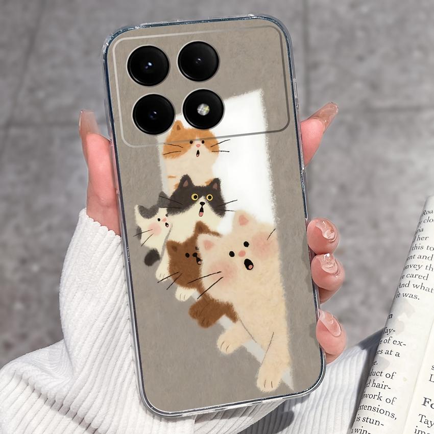 Case For Redmi K70e K60e K80 K70 K60 K50 K40 K30 K20 Pro K30i Cute Cartoon Piggy Pattern Phone Cover Transparent TPU Anti Fall Shell For Redmi Housing