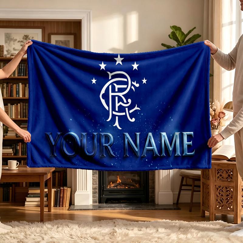 Rangers Fc (19) Personalized Name Blanket Soft Cozy Gift for Sofa Bed Couch Home Decoration