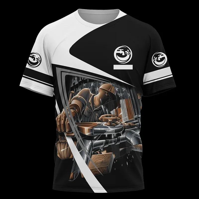 

Футболки с рисунком сантехника, футболки с 3D-принтом, мужская одежда, летние мужские топы с коротким рукавом и круглым вырезом, топы с круглым вырезом 4XL