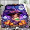 1PC Custom Name Halloween Magic Night Outdooor Flannel Blankets Throw Blanket All-Season Throw Gift Bedspread for Couch, Bed, Camping Holiday Birthda