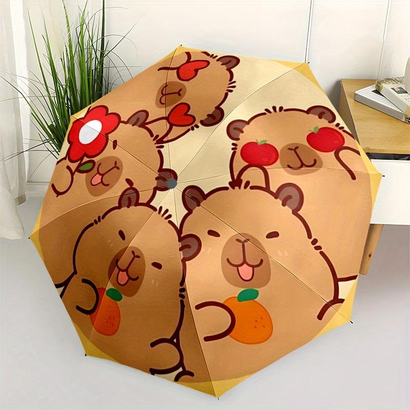 1pc Cute Capybara Print Umbrella - 8-Rib Automatic Open/Close, Fashionable Compact Umbrella for Outdoor Adventures yy250813194