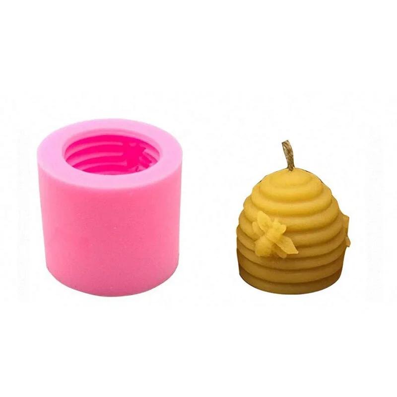 

Honeycomb Bee Silicone Candle Mould DIY Aromatherapy Plaster 3D Mold Clay Crafts Fondant Cake Decoratio розовый