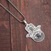 Muslim Moon Goddess Fatima Right Hand Pendant Evil Eye Mary Hand Stainless Steel Necklace