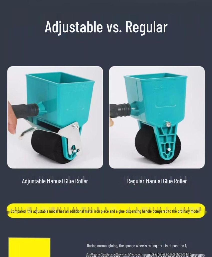 Compact Manual Glue Roller for Wood, Wallpaper, and Cardboard - Small Laminating and Gluing Tool