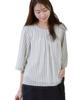 Nissen Cut and Georgette Flare Sleeve with Black Size LL Shirt/Blouse [Lined Sew] 3/4 Blouse, Off-White Stripes,