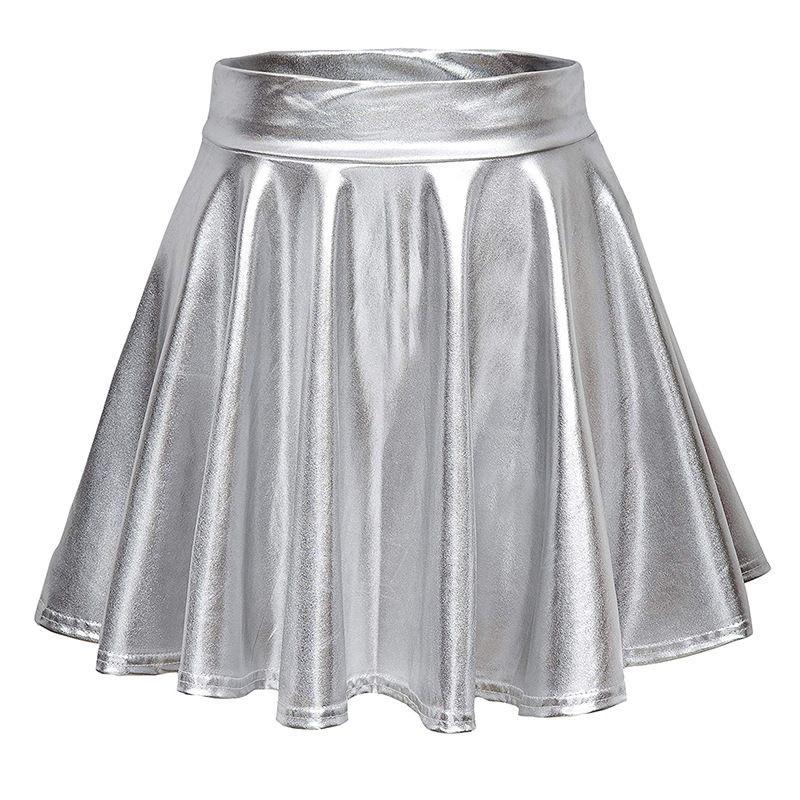 Women's Nightclub Performance Metal Pleated Skirt
