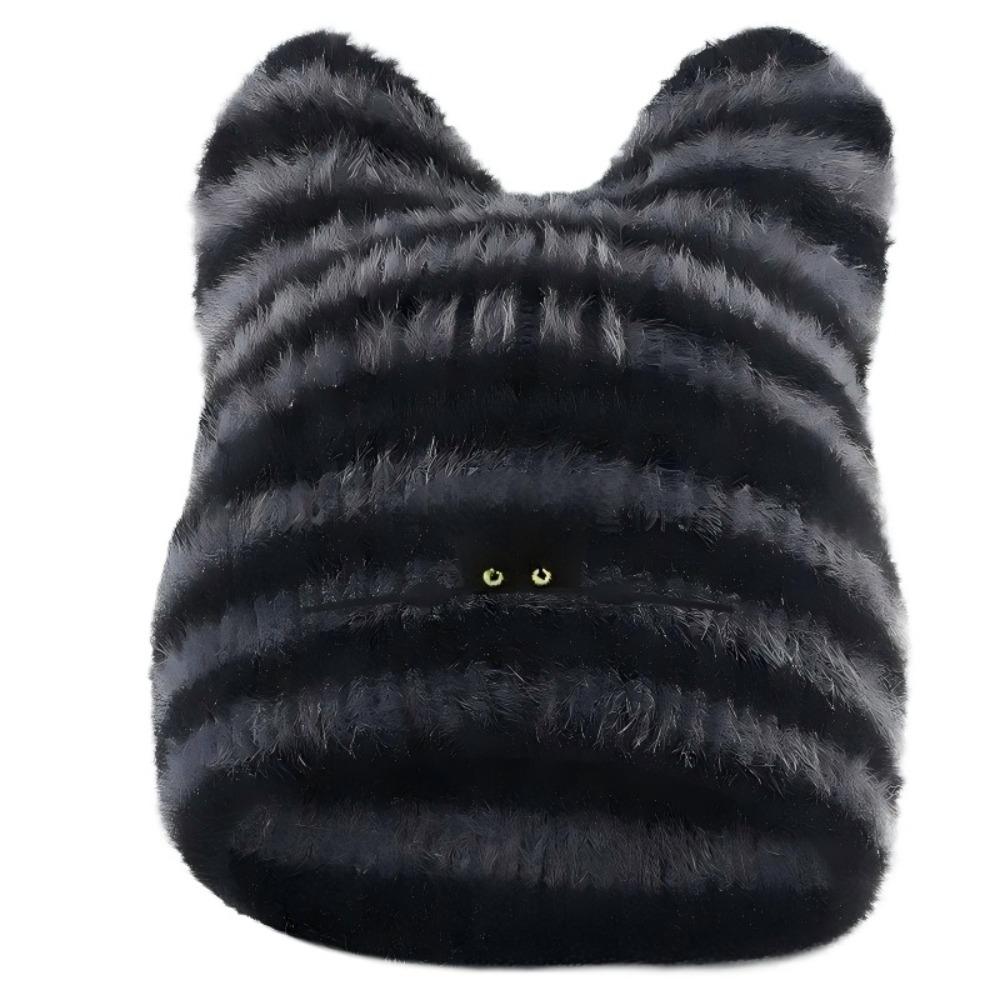 Fashion Keep Warm Women Cat Ear Knitted Hat Windproof Cold Proof Pullover Hat Thickned Embroidered Hat Outdoor Sports
